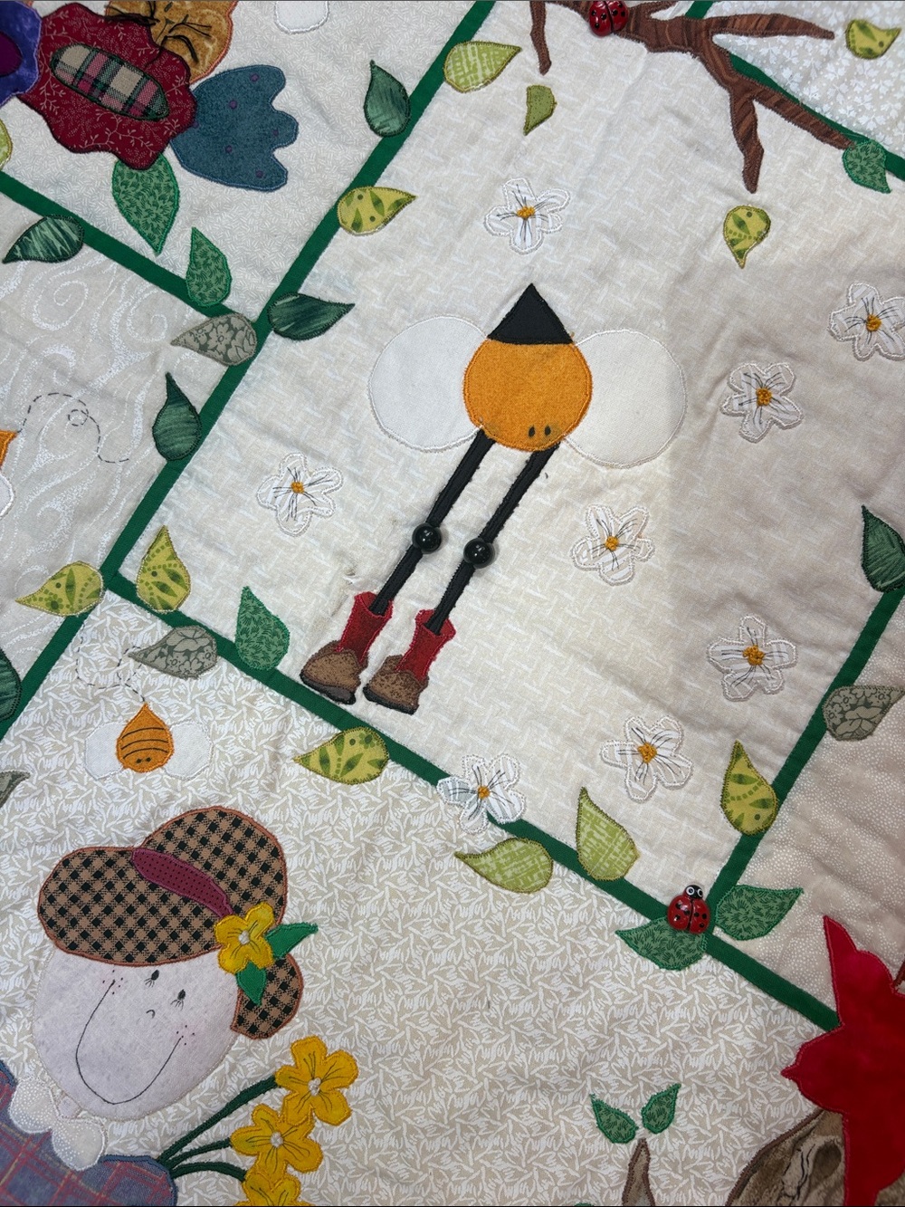 Handmade Folk Art Appliqué Quilt Wall Hanging | Signed 1999 | 30” x 40” - Picture 9 of 12